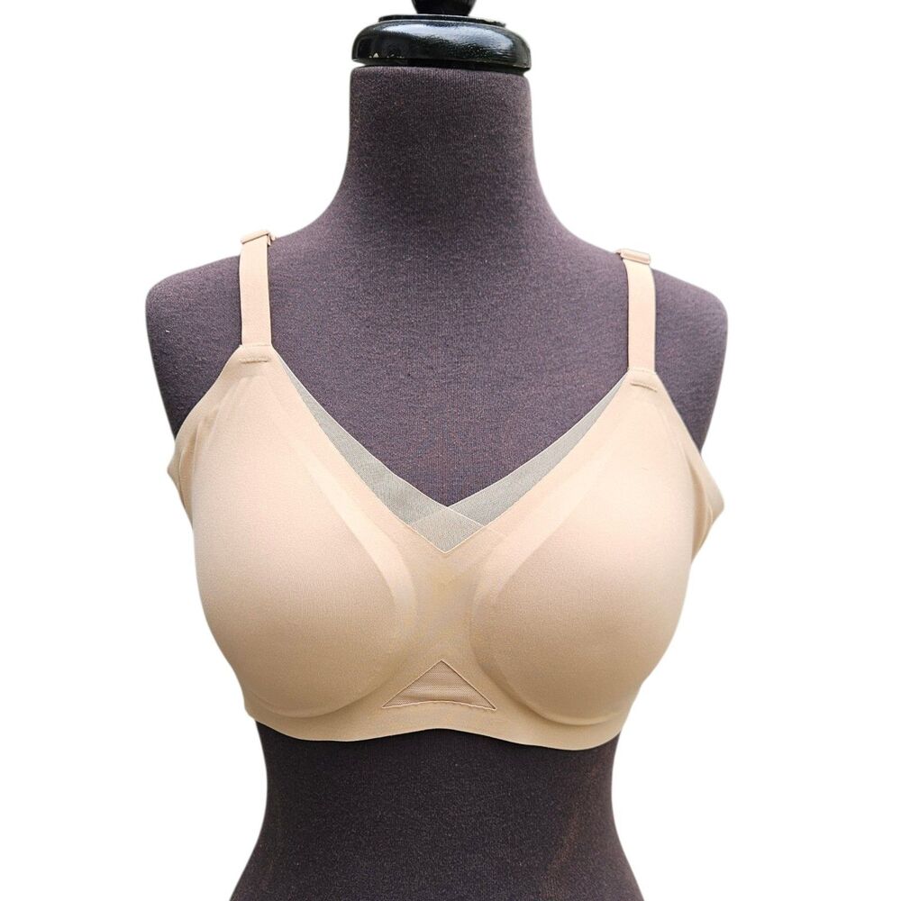 HoneyLove Crossover Bra Size Large 38 B/C Beige Lined Wireless Comfort Padded
